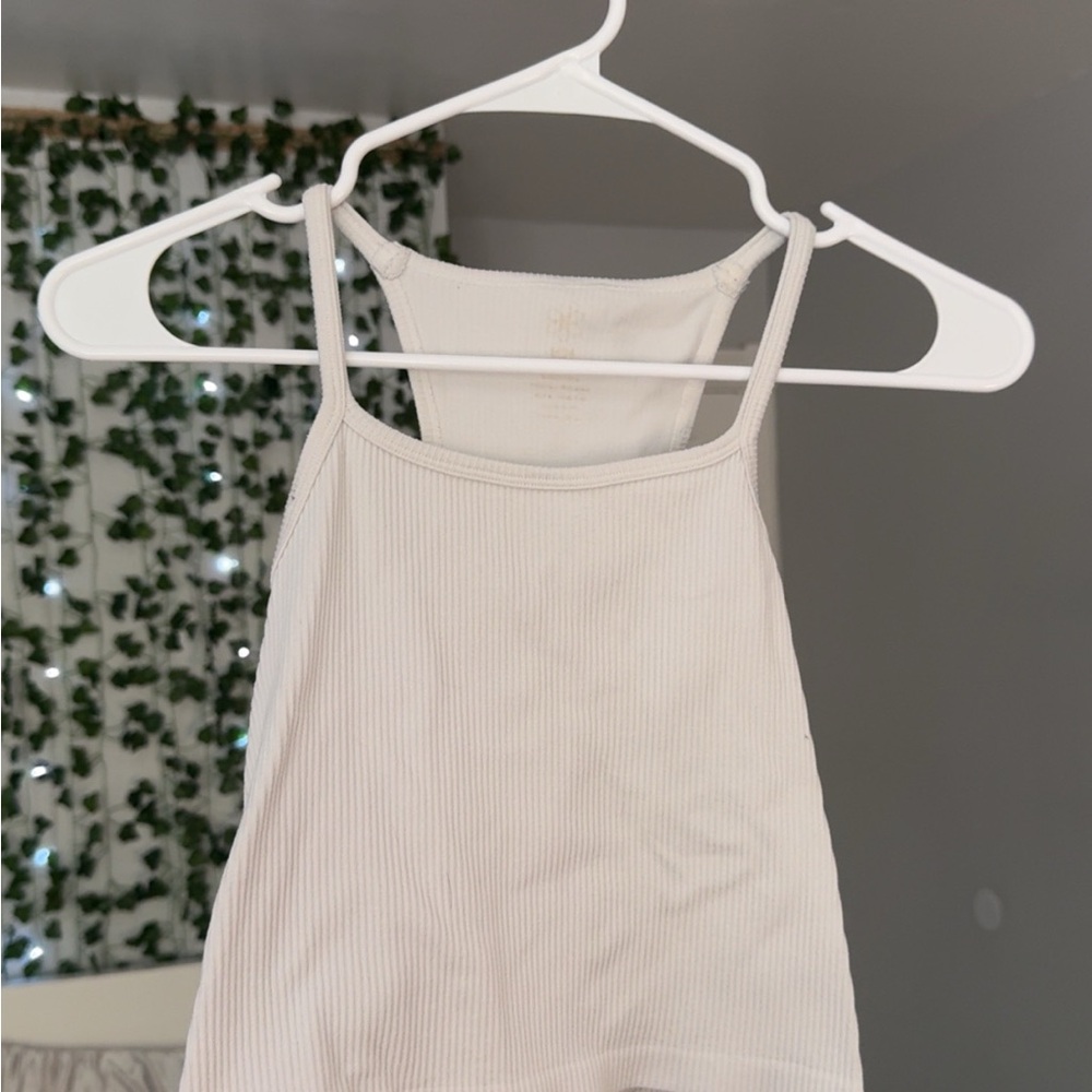 H&M White Sleeveless Fitted Crop Camisole